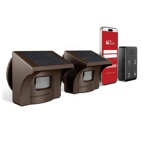 eMACROS HS006W Pro 4 Slim Draadloze opritmelder met telefoonapp 1 basisstation met 2 sensor SMART HOME