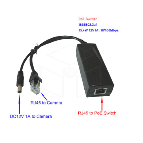 Poe Splitter 48V Naar 12V Connectors Adapter Voeding / Stroom