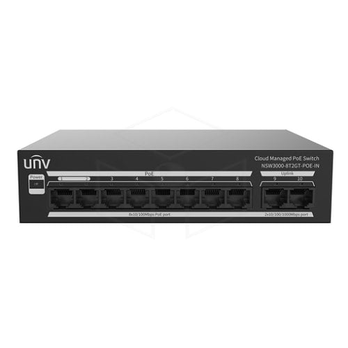 Uniview Cloudbeheerde 8 poort Ethernet-switch PoE + (NSW3000-8T2GT-POE-IN) Netwerkproducten